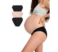 Bodily Under the Belly Panty, Low-Rise Maternity, Postpartum & Pregnancy Underwear, Soft, Stretchy & Comfortable, Black/Black/Clay, L