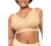 Bodimoda Non-Wired Plus Size Bra with Extra-Wide Straps for Pain Relief | Full Coverage Support for C-E Cup, Smoothing Design, Sizes 38D-54D Champagne