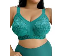 Bodimoda Plus Size Minimiser Bra for Women 5XL-8XL, Non-Wired Extra Support Bra in Vibrant Turquoise, 3cm Wide Straps for Back Pain Relief, Unpadded Full Coverage Back Smoothing Lingerie (38D-54D)