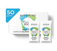 Bodipure All-In-1 Moisturizing Foot Mask | Keratin & Vitamin E Foot Mask for Dry Cracked Feet, Callus & Heel Softening | Easy-to-Use Pedicure Foot Repair | Chemical-free Feet Treatment | 50 Pairs