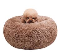 BODISEINT Modern Soft Plush Round Pet Bed for Cats or Small Dogs, Mini Medium Sized Dog Cat Bed Self Warming Autumn Winter Indoor Snooze Sleeping Cozy Kitty Teddy Kennel (M(23.6”Dx7.9 H), Coffee)
