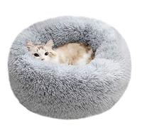 BODISEINT Modern Soft Plush Round Pet Bed for Cats or Small Dogs, Mini Medium Sized Dog Cat Bed Self Warming Autumn Winter Indoor Snooze Sleeping Cozy Kitty Teddy Kennel (M(23.6”Dx7.9 H), Light Grey)