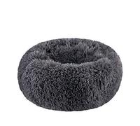 BODISEINT Modern Soft Plush Round Pet Bed for Cats or Small Dogs, Mini Medium Sized Dog Cat Bed Self Warming Autumn Winter Indoor Snooze Sleeping Cozy Kitty Teddy Kennel (S(19.7”Dx7.9 H, Dark Grey)