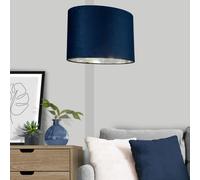 Bodmin Navy Silver Effect Oval Lamp Shade