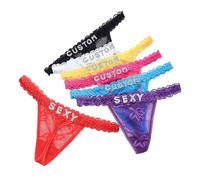 Bodmind Custom Sexy Lace Letters G-String Thong,Personalized Panties Women Thong Crystal Letter Name Diy Bikini Thong For Couples Anniversary Dating,Red,M