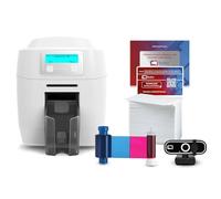 Bodno Magicard 300 Dual Sided ID Card Printer & Complete Supplies Package with ID Software - Silver Edition