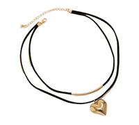 BODOBTF 1PC Black Velvet Big Heart Pendant Choker Necklace For Women Adjustable Chain Jewelry(A2)