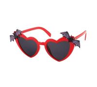 BODOBTF Heart Shaped Bat Wings Decor Sunglasses For Women Trendy Heart Novelty Halloween Sun Glasses Disco Party Costume Eyewear(Red)