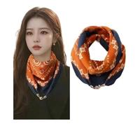 BODOBTF Warm Square Scarf Magnetic Button Triangle Scarf Cotton Scarf Women's Spring, Autumn, And Winter Western Style Neck Style Ve(12)