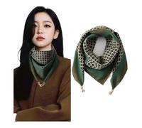 BODOBTF Warm Square Scarf Magnetic Button Triangle Scarf Cotton Scarf Women's Spring, Autumn, And Winter Western Style Neck Style Ve(4)