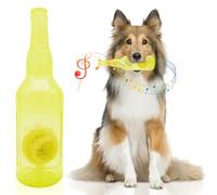 Bodorma Chew Toy for Dogs, Squeaky Bottles Tennis Ball Toy, Interactive Dog Toy in Wine Bottle Shape for Medium and Large Dogs for Outdoor, Training and Chewing (Yellow)