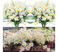 Bodosac 12Pcs Artificial Daisy Flowers Outdoor for Decoration Faux Plastic Foliage Garden Porch Greenery Shrubs Flower Window Hanging Plants Indoor Decor (White Daisy Flower)