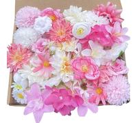 Bodosac 54pcs Artificial Flower Silk Mix Rose Fake Flowers Heads Bulk for DIY Wedding Party Hair Accessory Scrapbooking Home Decor (56pcs White and Pink)