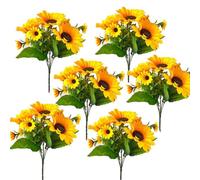 Bodosac 6pcs Artificial Flowers Sunflowers Plastic Artificial Plants with Stems for Wedding Bridal Shower Table Birthday Garden Decor Outdoor UV Resistant Fake Plants