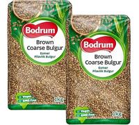 Bodrum Bulgur Wheat 1000g | 100% Natural Unique Texture and Flavor | Vegan & GMO Free | Make Delicious & Healthy Dishes with Fiber and Protein (2 Pack, Brown Coarse Bulgur)