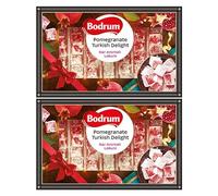 Bodrum Delight Luxury Pomegranate 350g | Turkish Delight Sade Lokum Dessert Gourmet Box | Confectionery Authentic & Luxurious Selection of Delight | from Turkey (Luxury Pomegranate 350g, 2 Pack)