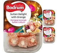 Bodrum Sultan Turkish Delight with Orange Turkish Delight 200 gram x 3 Pieces