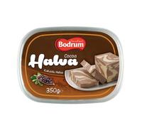 Bodrum Tahini Halva with Cocoa 350g x 10 Pack - Traditional Kakaolu Helva - Rich, Nutty, Cocoa Swirled Dessert