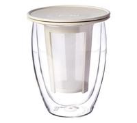 Bodum Tea For One Double Wall Glass with Tea Strainer, 350ml Off-White