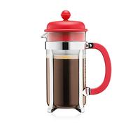 BODUM 1 Litre 34 oz 1-Piece 8-Cup Stainless Steel Frame Caffettiera Coffee Maker, Red