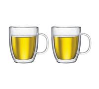 BODUM 10606-10US Bistro 2 pcs Jumbo Mug, Double Wall, 0.45 l, 15 oz, Clear, Glass