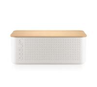 BODUM Bistro Bread Box with Bamboo Cutting Board (BPA-Free Plastic, Easy Cleaning) Mushroom, Large