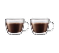 Bodum 15oz Double Wall Latte Mug, High-Heat Borosilicate Glass, Set of 2, Clear