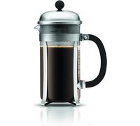 Bodum 34 Oz Chambord French Press Coffee Maker, High-Heat Borosilicate Glass, Brushed Stainless Steel - Made in Portugal