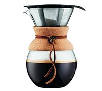 Bodum 34oz Pour Over Coffee Maker, High-Heat Borosilicate Glass with Reusable Stainless Steel Filter and Cork Grip - Made in Portugal