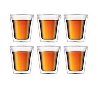 Bodum Canteen Double Wall Glass Set, Mouth Blown Borosilicate Glass - 0.2 L, Transparent, Pack of 6