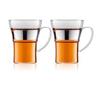 Bodum ASSAM Coffee Glass Set (Metal Handle, Dishwasher Safe, 0.35 L/12 oz) - Pack of 2, Shiny