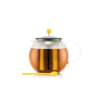 BODUM Assam MoMA Tea Press, 1L Glass Teapot with Reusable Stainless-Steel Infuser and Tea Spoon, Green, K1801-763-MOMA