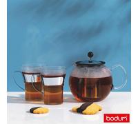 Bodum Assam Tea Press 1L With 2 Tea Glasses, Patented Brewing System, Stainless Steel Infuser,heat-Resistant Glass,dishwasher Safe