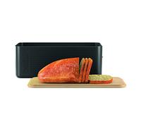 BODUM BISTRO Bread Bin, Large 2.45L Bread Storage Box with Bamboo Cutting Board Lid, BPA-Free Plastic, Black