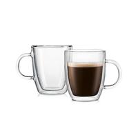 Bodum Bistro Coffee Mugs, Double-Wall Insulated Glass, Clear, 10 Ounces Each (Set of 2)