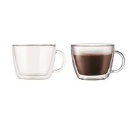 Bodum Bistro Double Wall Cafe Latte Cup, Borosilicate Glass - 0.45 L/15 oz, Transparent, Pack of 2