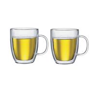 Double Walled Mug Pack of 2 Bistro 450ml Coffee & Tee Cups Dishwasher Safe