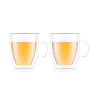 BODUM BISTRO Jumbo Mug Set of 2 - 450ml Double Walled Thermo Glasses with Handle