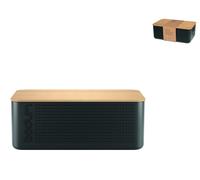 Bodum Black Plastic Bread Storage Box With Bamboo Cutting Board