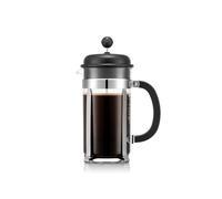 Bodum French Press Caffettiera Black - 1L / 8 Cup Coffee Maker - Durable Glass & Stainless Steel Filter - BPA-Free Dishwasher Safe Percolator - Cafetiere Made in Portugal