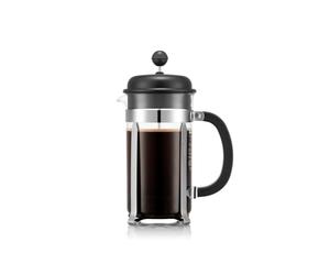 Bodum CAFFETTIERA French Press Coffee Maker, 1L / 8 Cup Cafetière with Borosilicate Glass and Reusable Stainless-Steel Filter, Black, 1918-01
