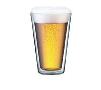 Bodum Canteen Double Wall Glass Set, Mouth Blown Borosilicate Glass - 0.4 L, Transparent, Pack of 2