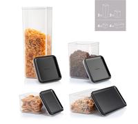 BODUM CANTEEN Set of 12 Storage Jars - Black Lid