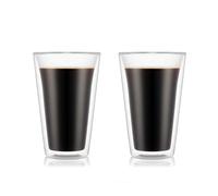 Bodum Canteen Double Wall Glass Set, Mouth Blown Borosilicate Glass - 0.4 L 13.5 oz Transparent, Pack of 2