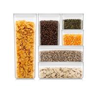 BODUM CANTEEN Set of 6 Preserving Jars with Lids - BPA Free & Dishwasher Safe - Stackable Clear Food Containers