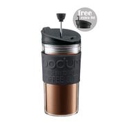 Bodum Clear Plastic Travel Press Travel Mug With Extra Lid Black 0.35L