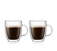 BODUM Glass Bistro Mug, Double Wall, 0.3 l, 10 oz, 2 pcs, 2 Count (Pack of 1)