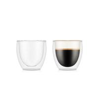Bodum Double Walled Glasses Pack Of 2 Pavina - 80 Ml Espresso Cups - Dishwasher Safe Thermal Cup - Mouth-Blown Borosilicate Glass