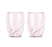 Bodum Double Walled Glasses Pack of 2 PAVINA Paris Transparent Pink - 270ml Cups - Dishwasher Safe Thermal Cup - Mouth-Blown Borosilicate Glass