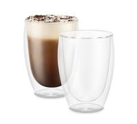 Bodum Double Walled Glasses Pack of 6 PAVINA - 350ml Latte Cups - Dishwasher Safe Thermal Cup - Mouth-Blown Borosilicate Glass